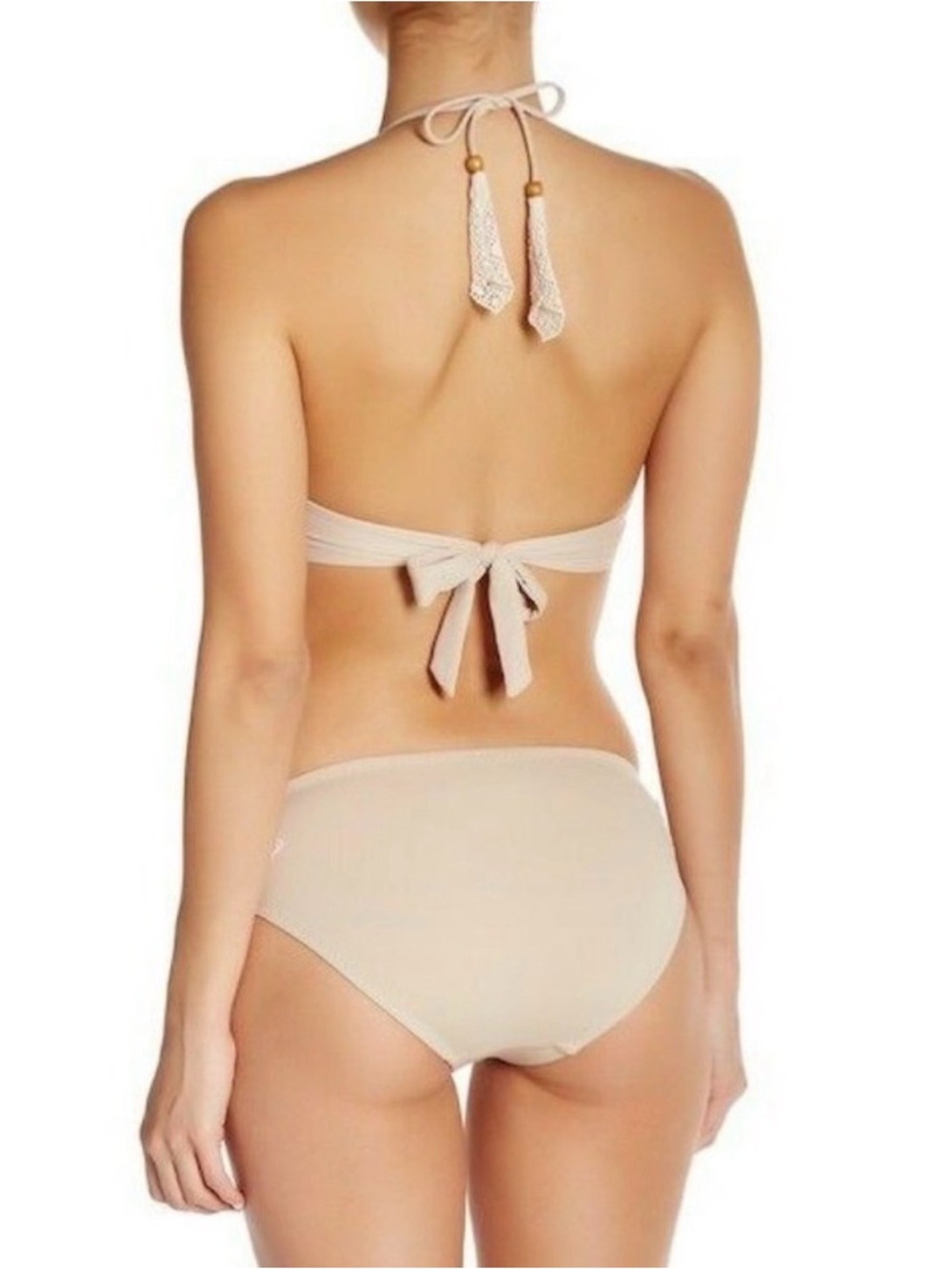 BECCA Cream Embroidered Halter Bikini Set - Picture 2 of 7